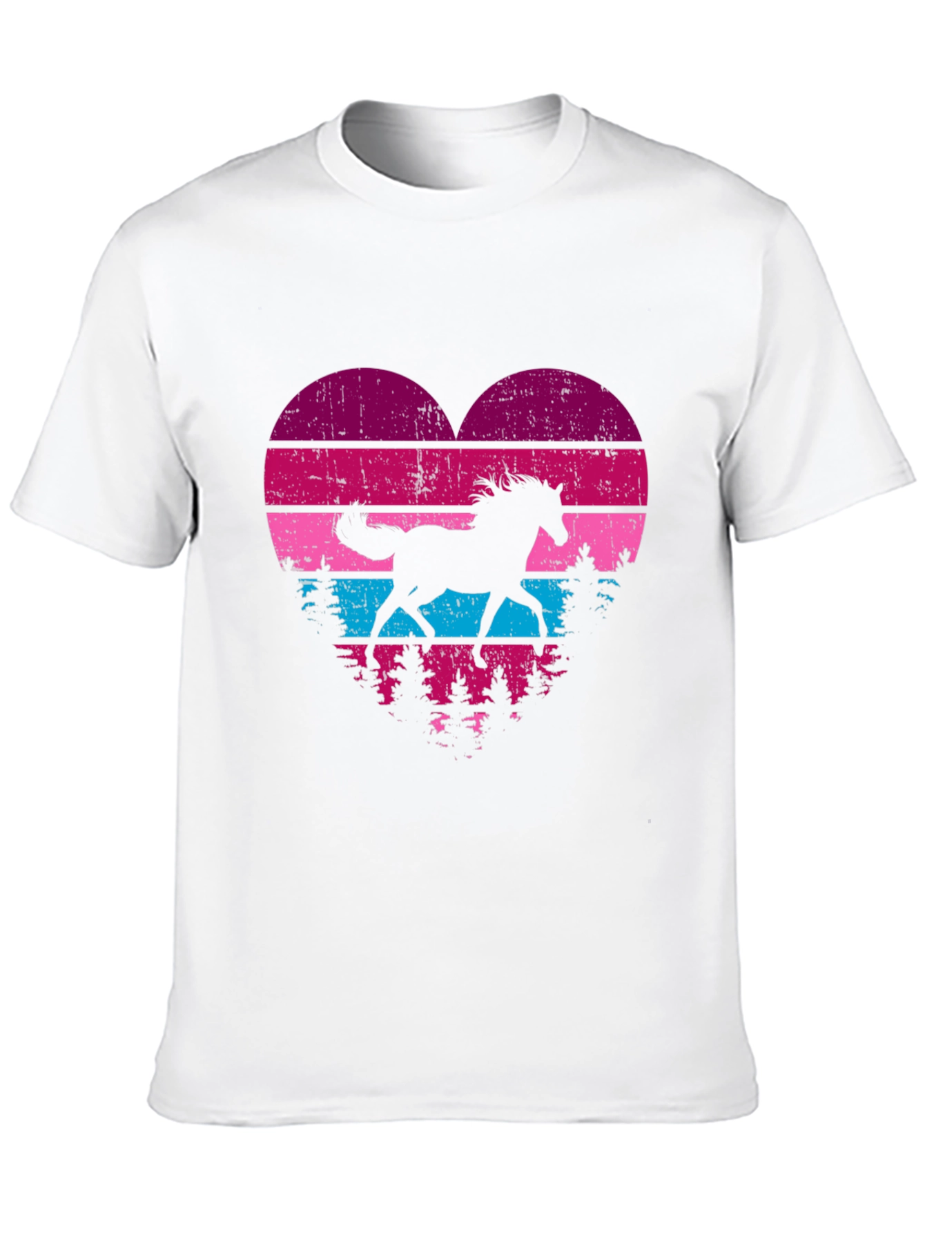 Horse Silhouette Heart Graphic Tee - Black