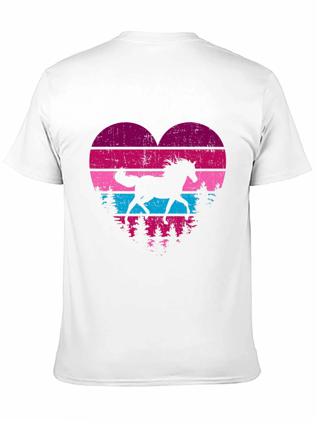 Horse Silhouette Heart Graphic Tee - Black