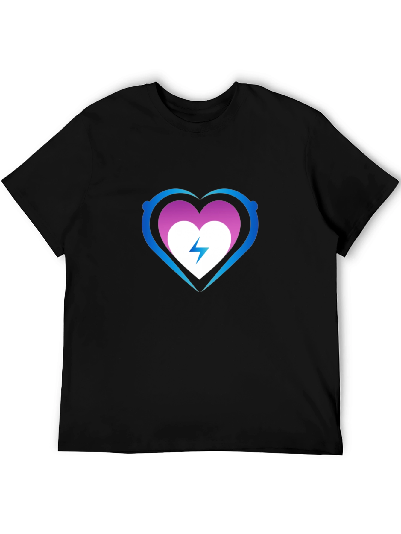 Heart Electric Bolt Graphic Tee - Black
