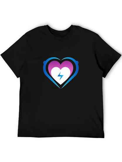 Heart Electric Bolt Graphic Tee - Black