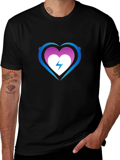 Heart Electric Bolt Graphic Tee - Black