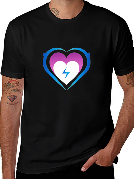 Heart Electric Bolt Graphic Tee - Black