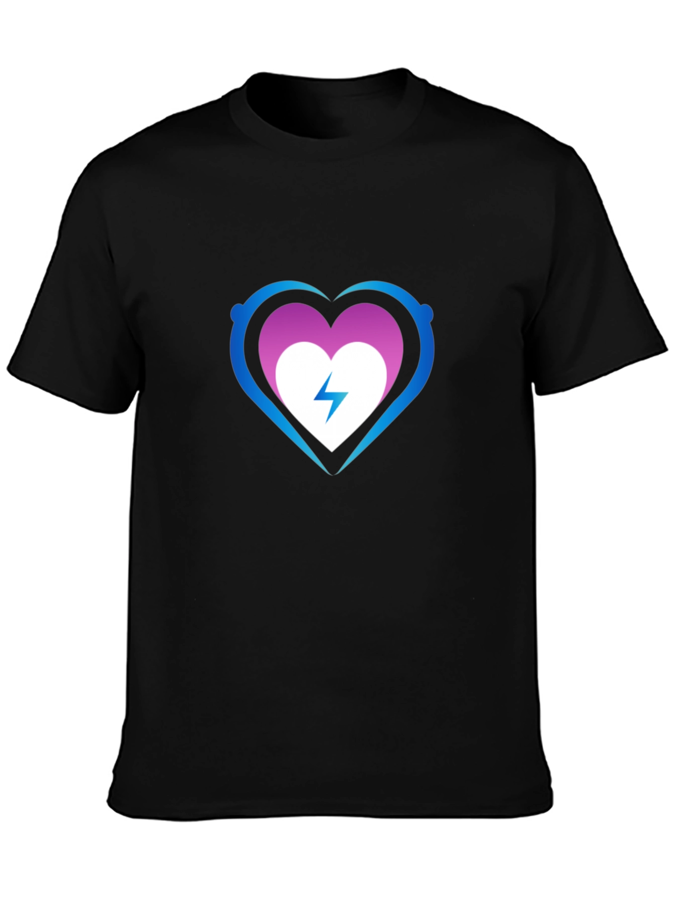 Heart Electric Bolt Graphic Tee - Black