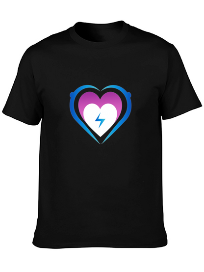 Heart Electric Bolt Graphic Tee - Black