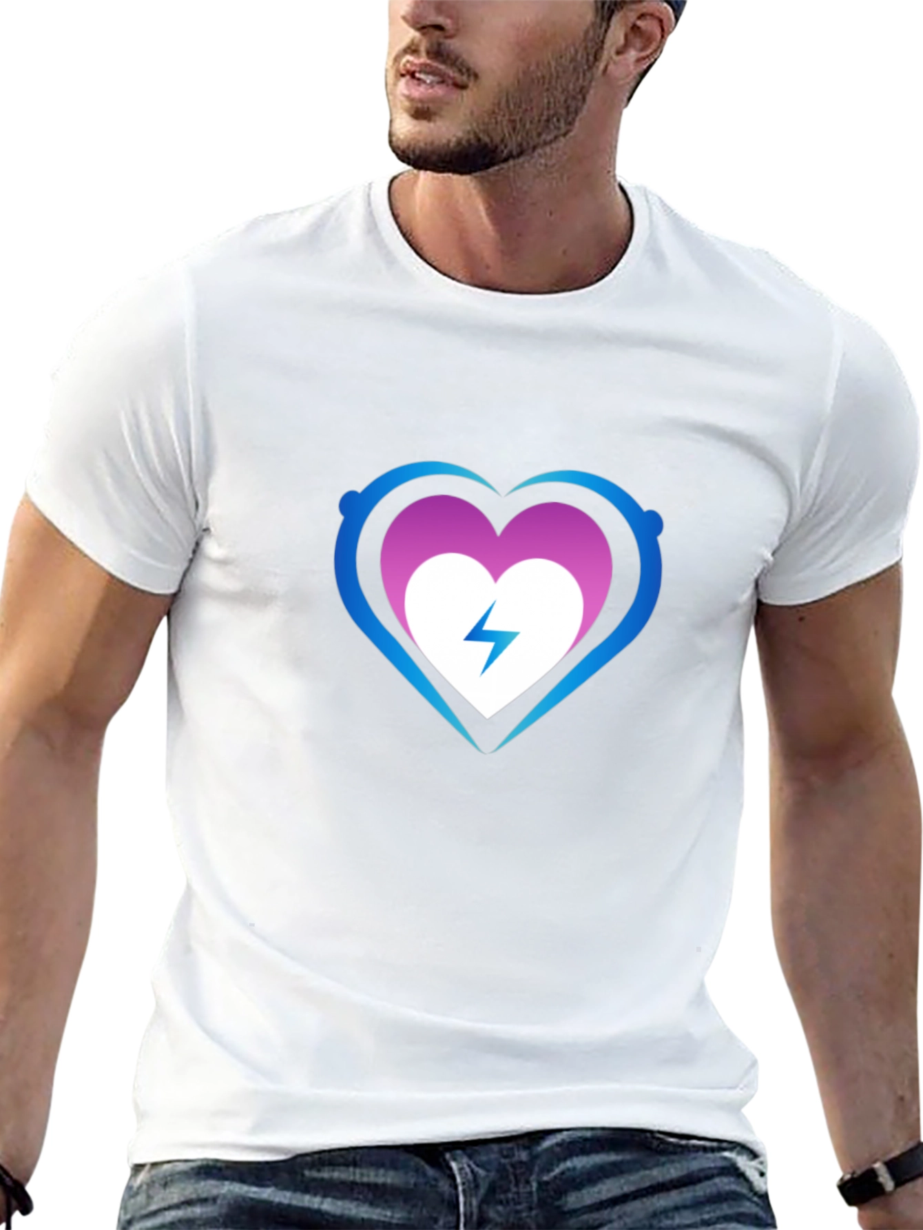 Heart Electric Bolt Graphic Tee - Black
