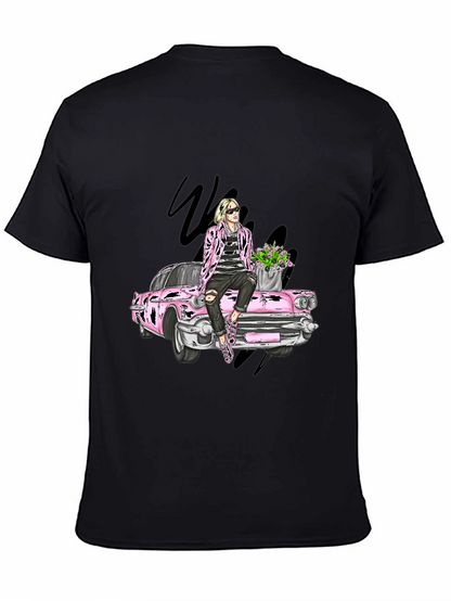 Retro Car T-Shirt with Stylish Figure Graphic