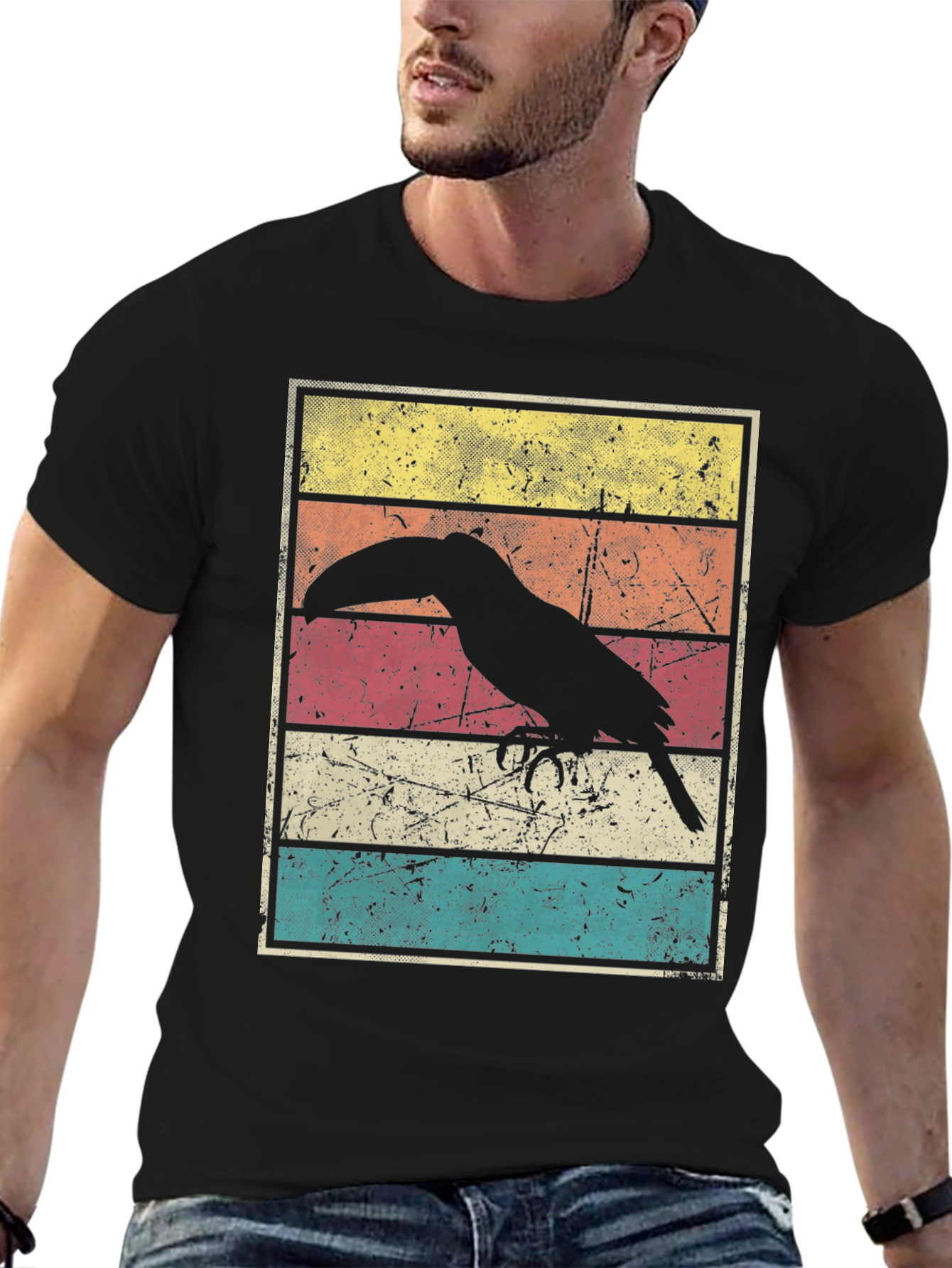 Retro Toucan Graphic Tee - Black
