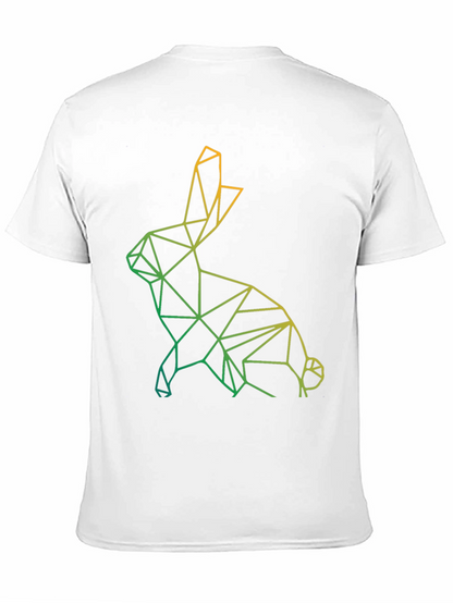 Geometric Rabbit Graphic Tee - Modern Art Design