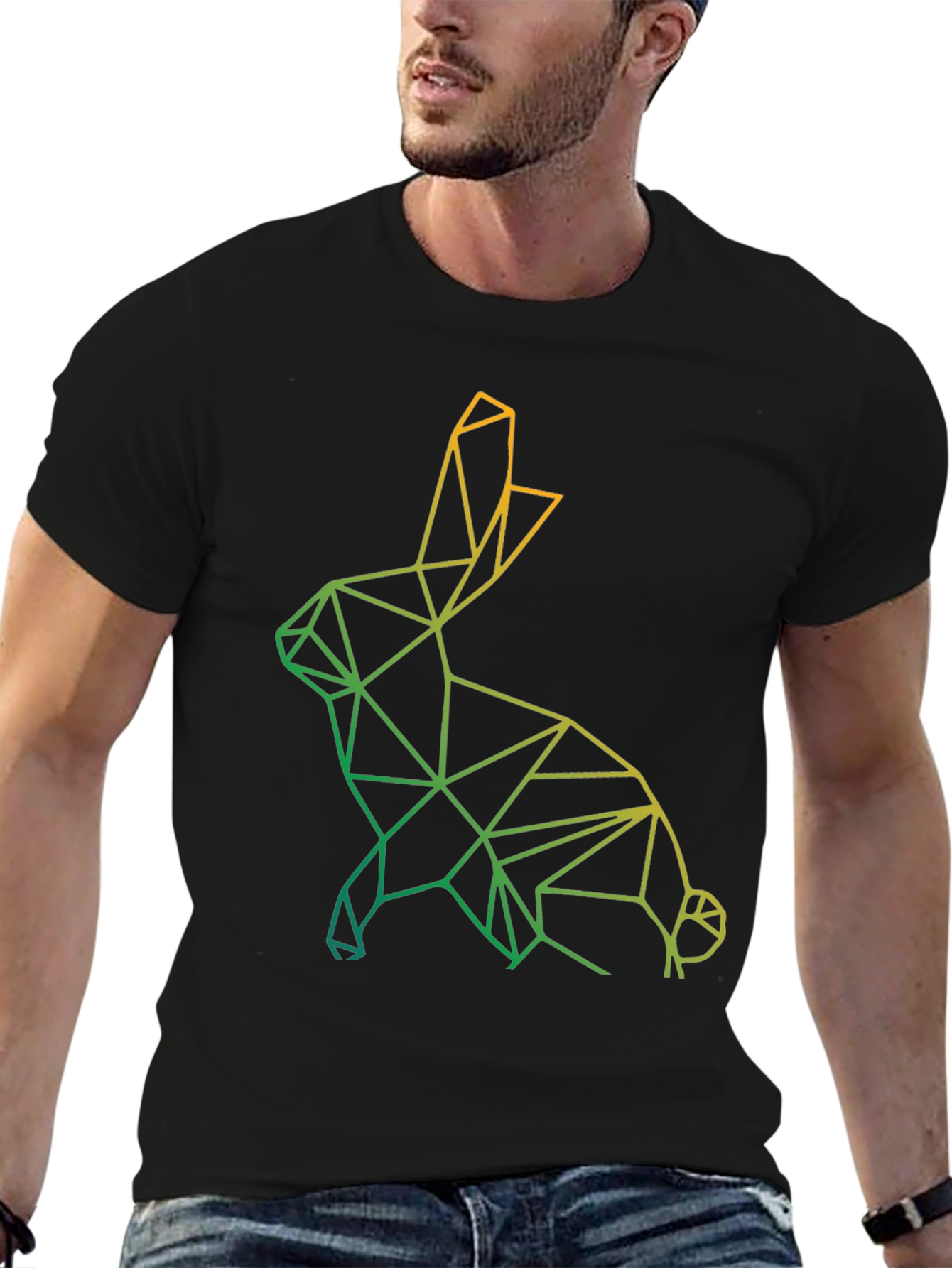 Geometric Rabbit Graphic Tee - Modern Art Design