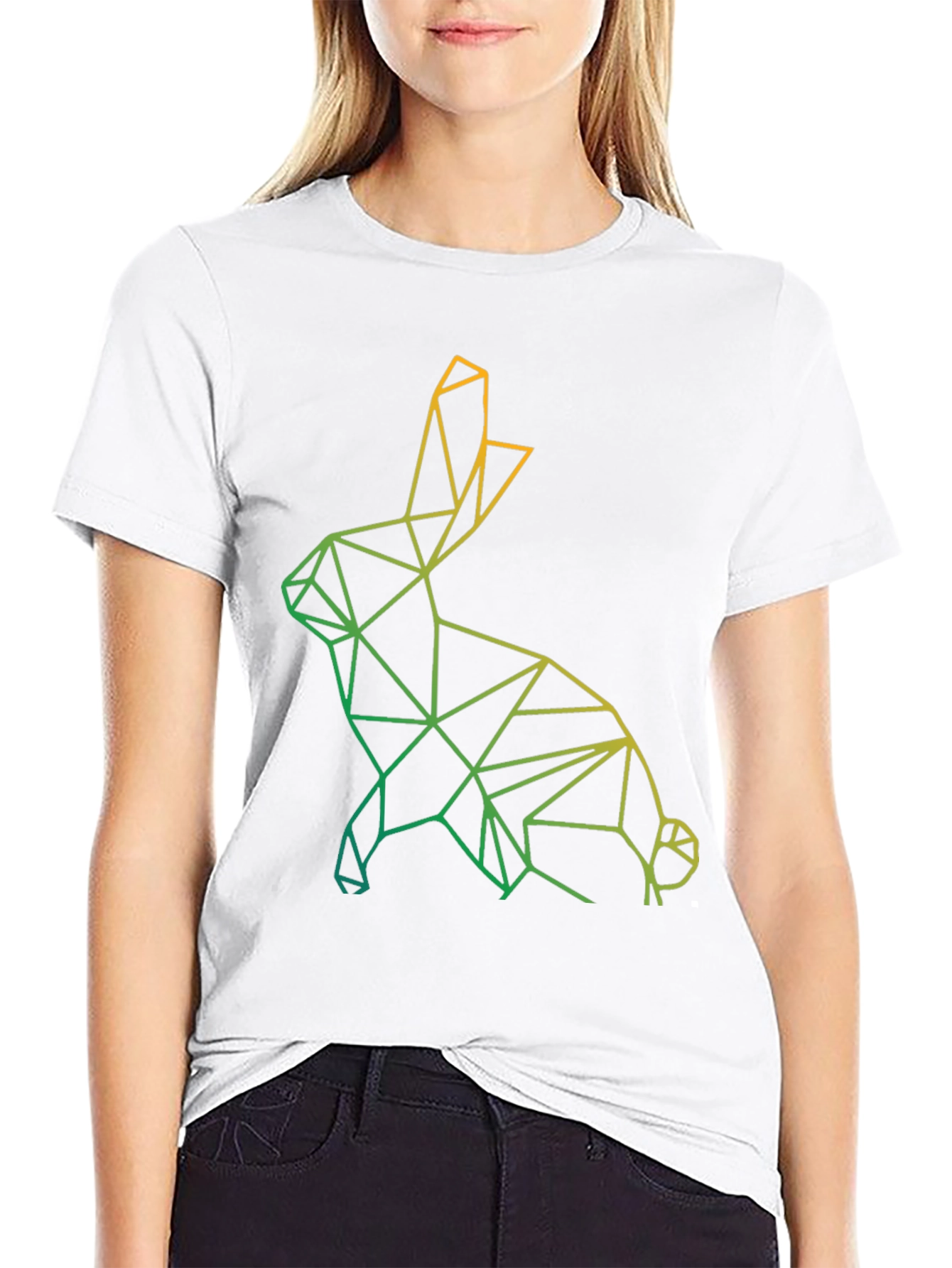 Geometric Rabbit Graphic Tee - Modern Art Design