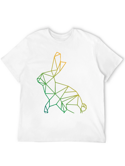 Geometric Rabbit Graphic Tee - Modern Art Design
