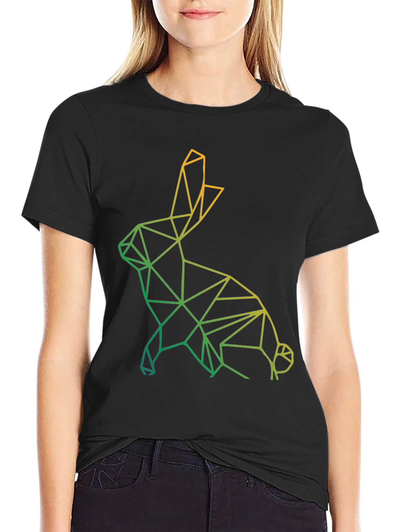 Geometric Rabbit Graphic Tee - Modern Art Design