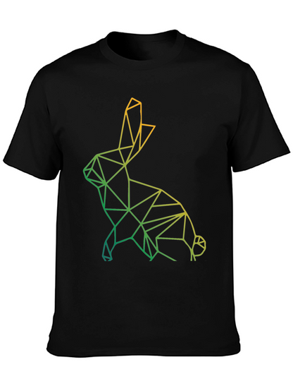 Geometric Rabbit Graphic Tee - Modern Art Design