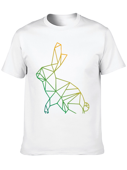 Geometric Rabbit Graphic Tee - Modern Art Design