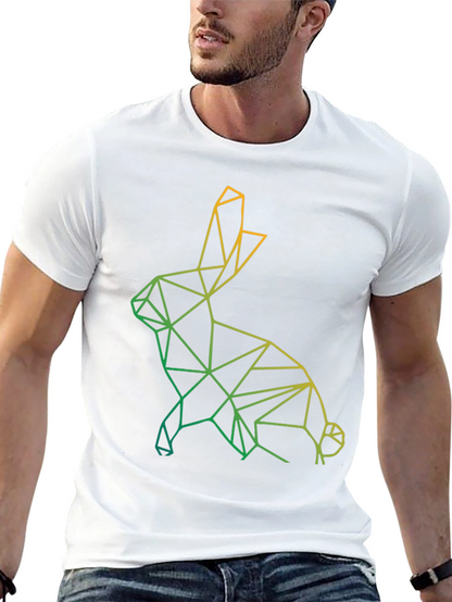 Geometric Rabbit Graphic Tee - Modern Art Design