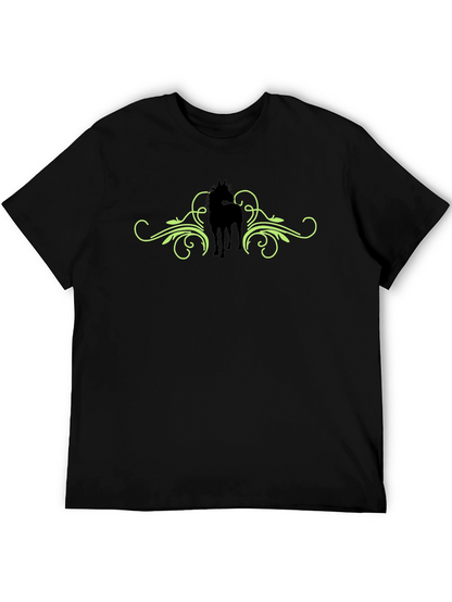 Horse Silhouette Graphic Print Tee - Black