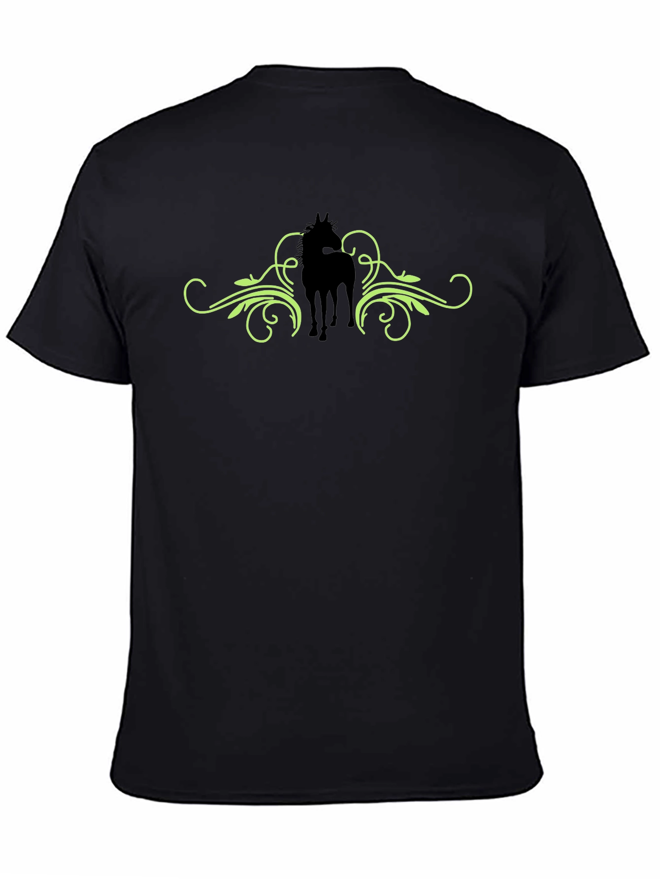 Horse Silhouette Graphic Print Tee - Black