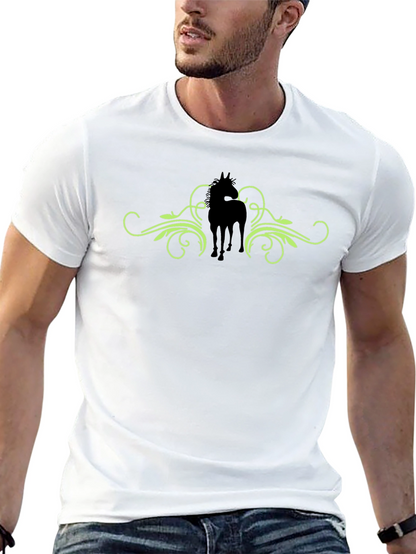 Horse Silhouette Graphic Print Tee - Black