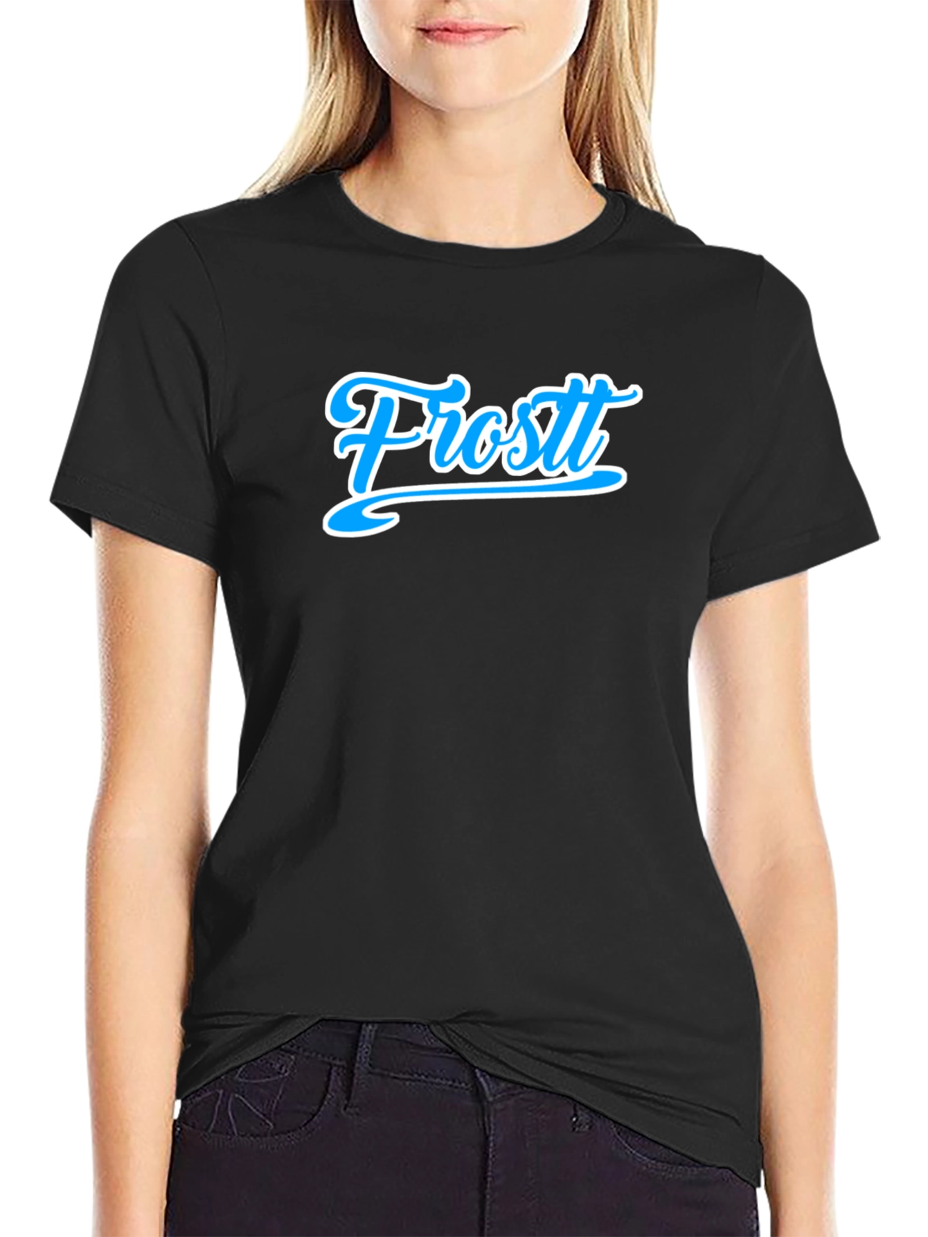 Black T-Shirt with Frost Logo - Casual Style