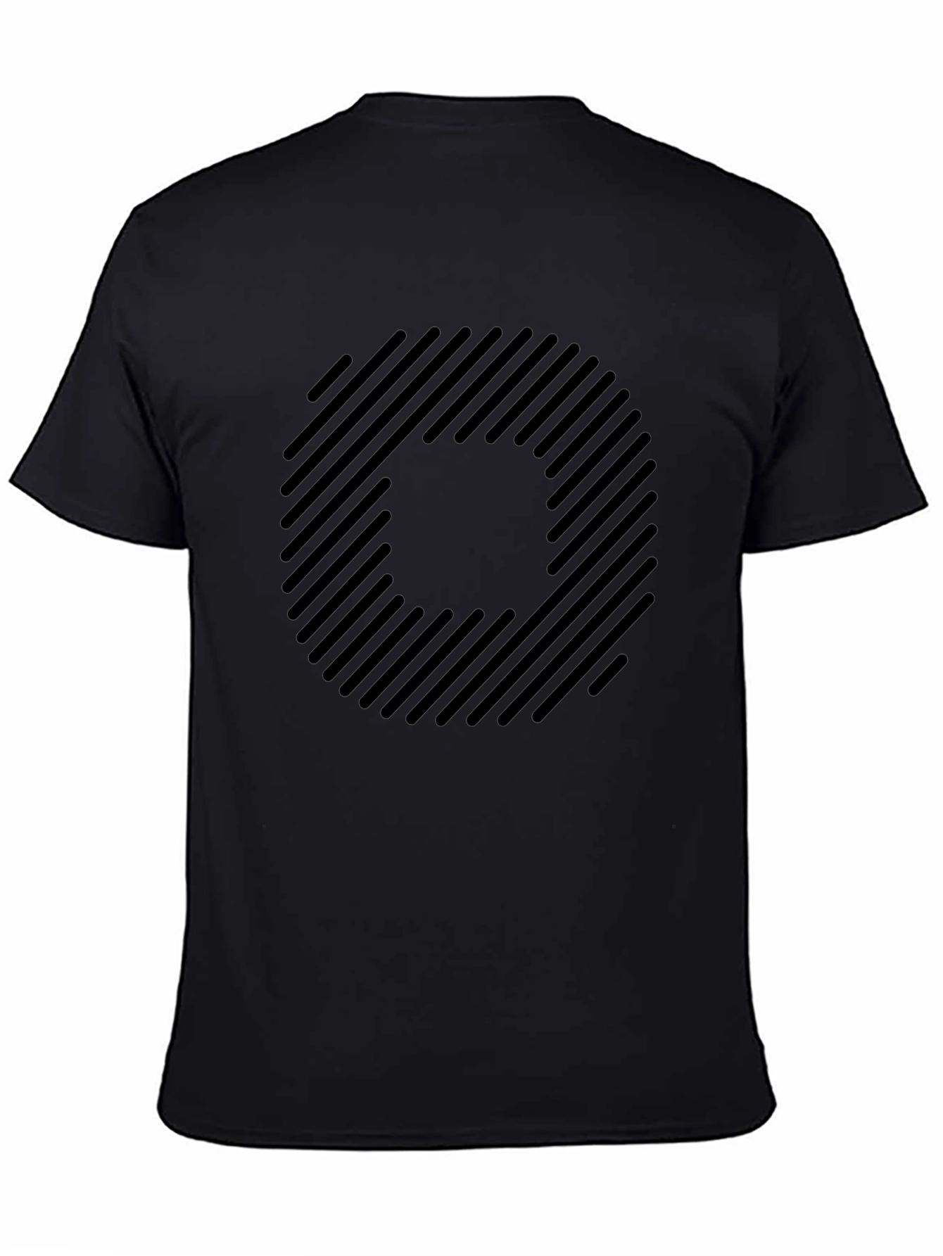Striped Circle Graphic Black T-Shirt