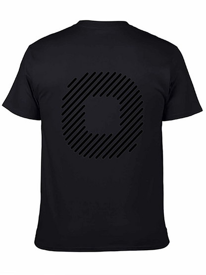 Striped Circle Graphic Black T-Shirt