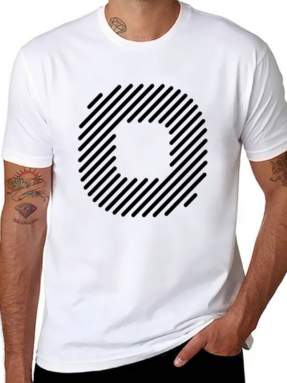 Striped Circle Graphic Black T-Shirt