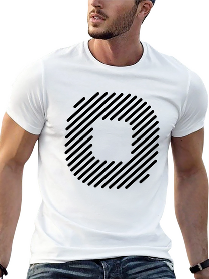 Striped Circle Graphic Black T-Shirt