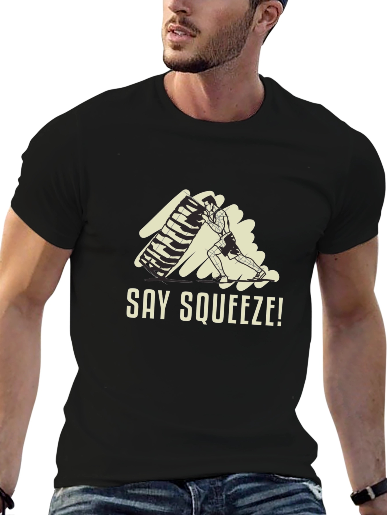 Say Squeeze! Black Graphic Tee
