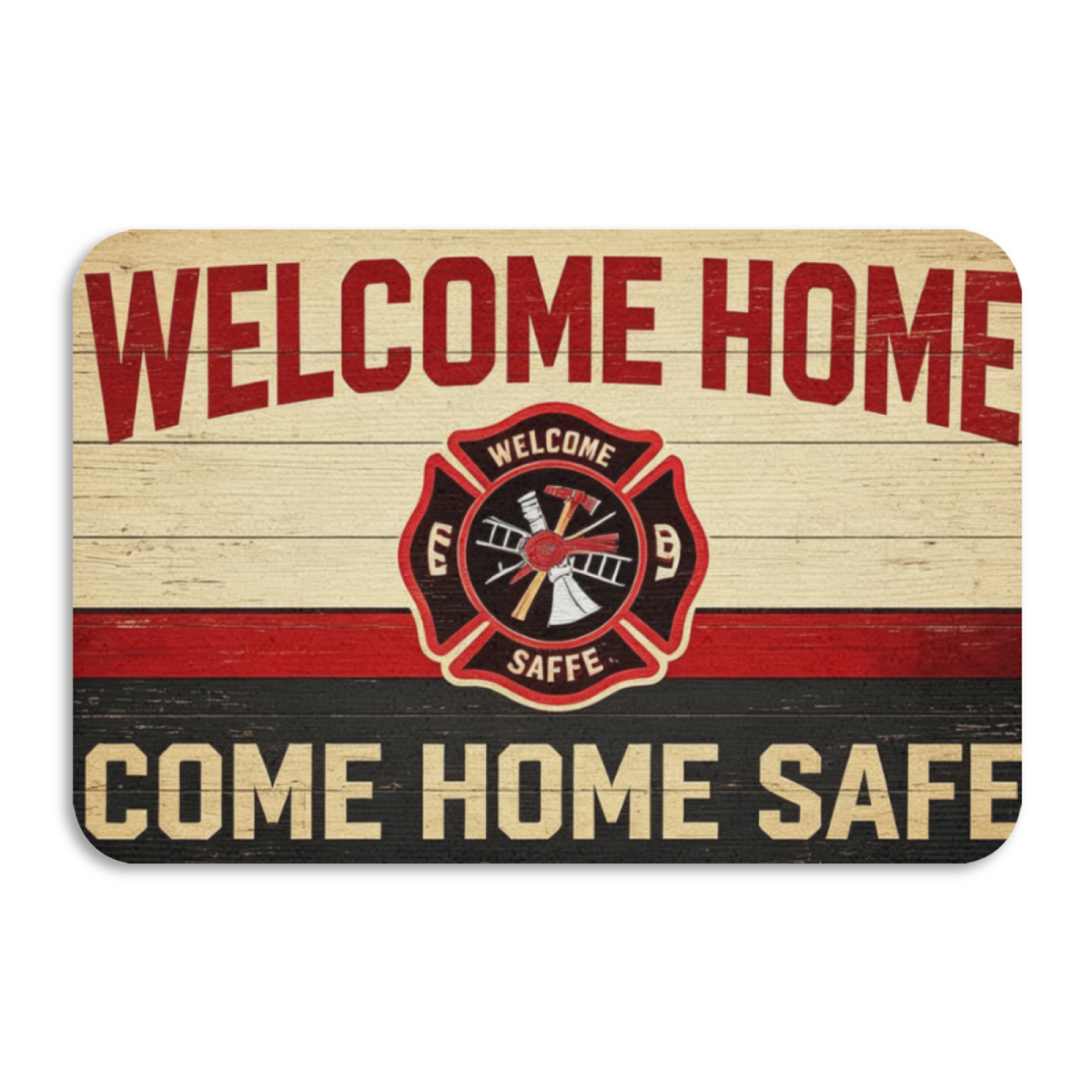 Firefighter Welcome Home Theme£üFirefighter Tribute Welcome Home Diatomite Mat, Vintage Wood Background Entry Absorbent Floor Rug