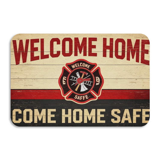 Firefighter Welcome Home Theme£üFirefighter Tribute Welcome Home Diatomite Mat, Vintage Wood Background Entry Absorbent Floor Rug