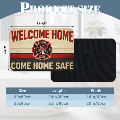 Firefighter Welcome Home Theme£üFirefighter Tribute Welcome Home Diatomite Mat, Vintage Wood Background Entry Absorbent Floor Rug