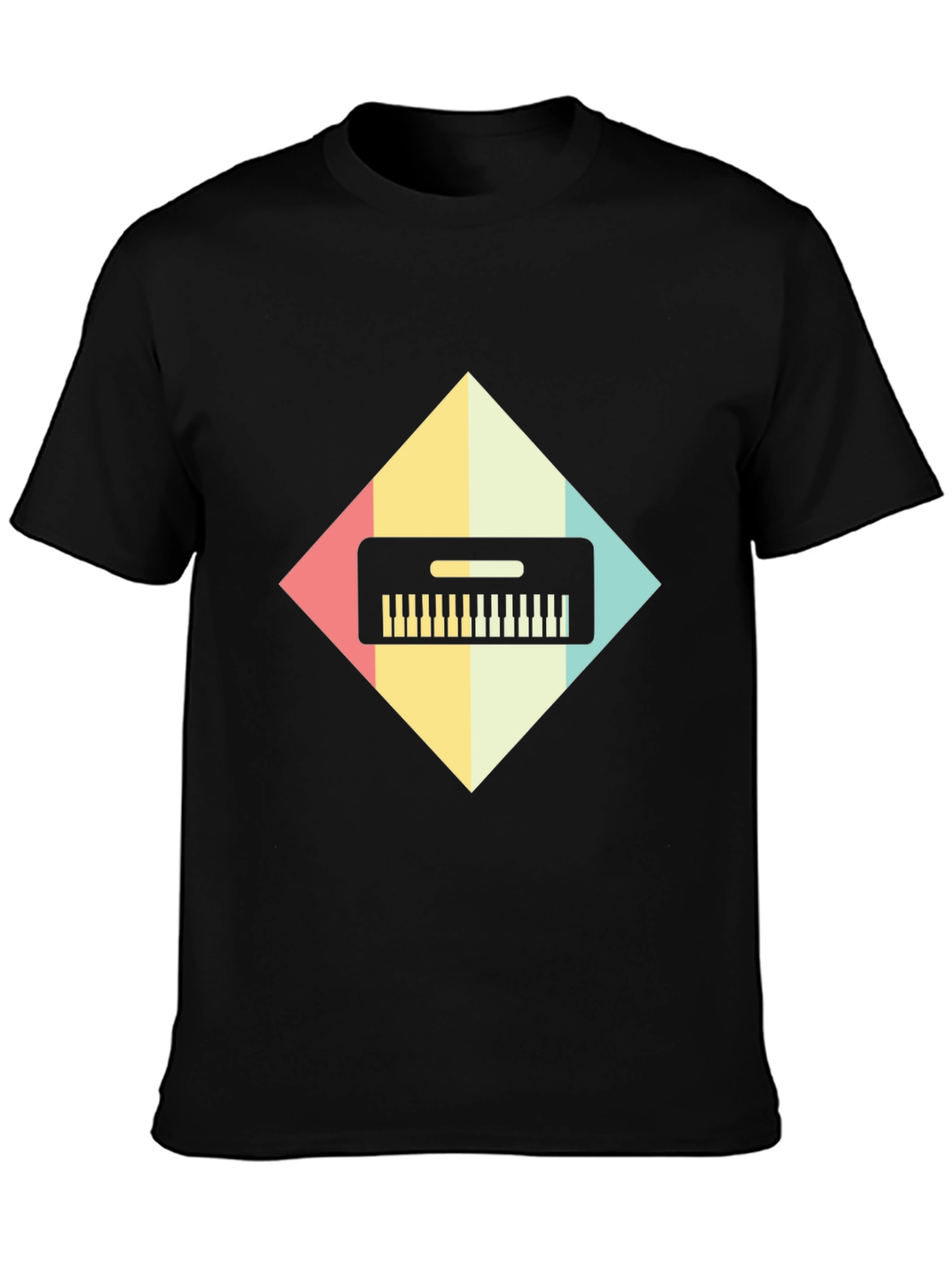 Retro Synthwave Keyboard Graphic Tee - Black