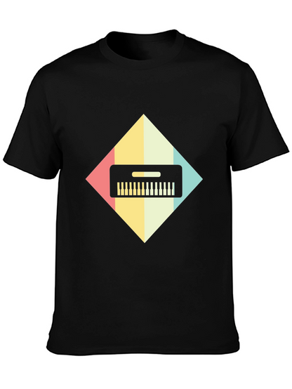 Retro Synthwave Keyboard Graphic Tee - Black