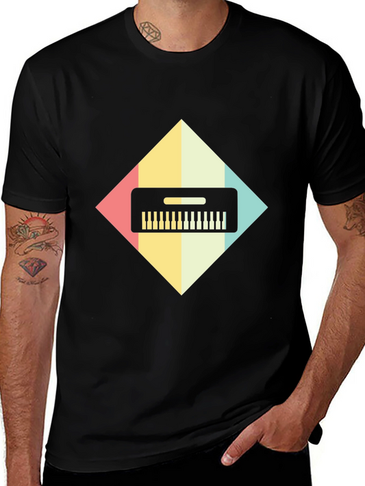 Retro Synthwave Keyboard Graphic Tee - Black