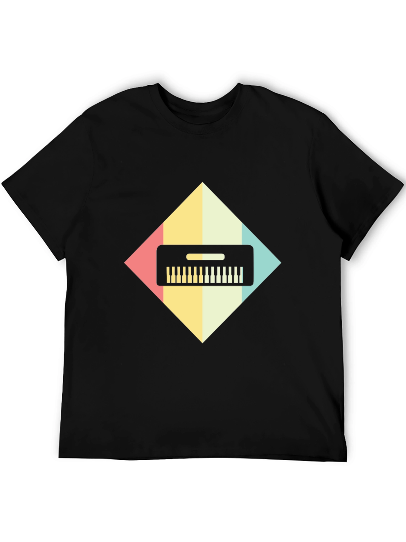 Retro Synthwave Keyboard Graphic Tee - Black