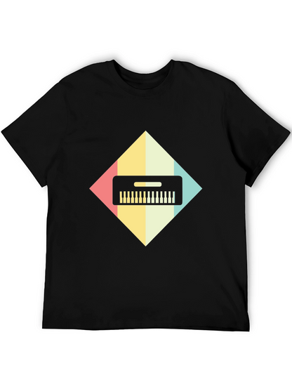 Retro Synthwave Keyboard Graphic Tee - Black
