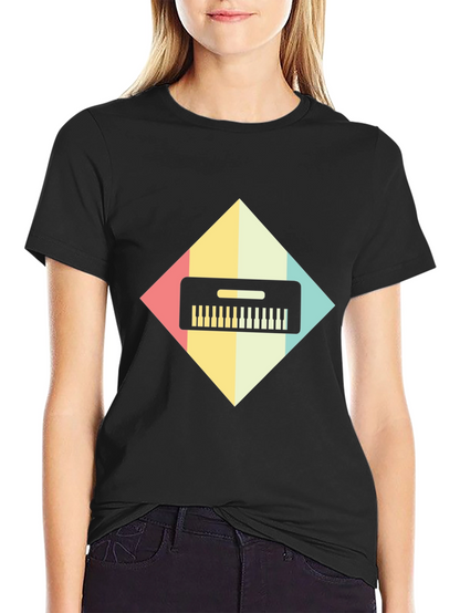 Retro Synthwave Keyboard Graphic Tee - Black