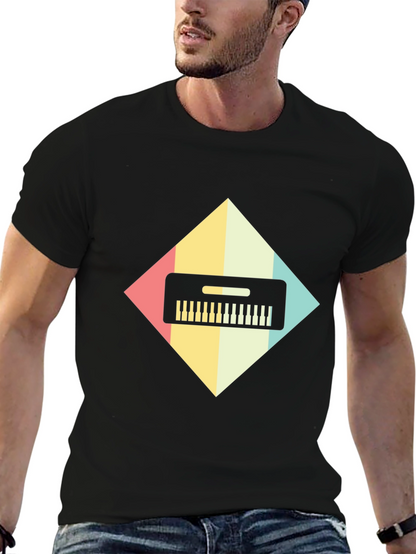 Retro Synthwave Keyboard Graphic Tee - Black