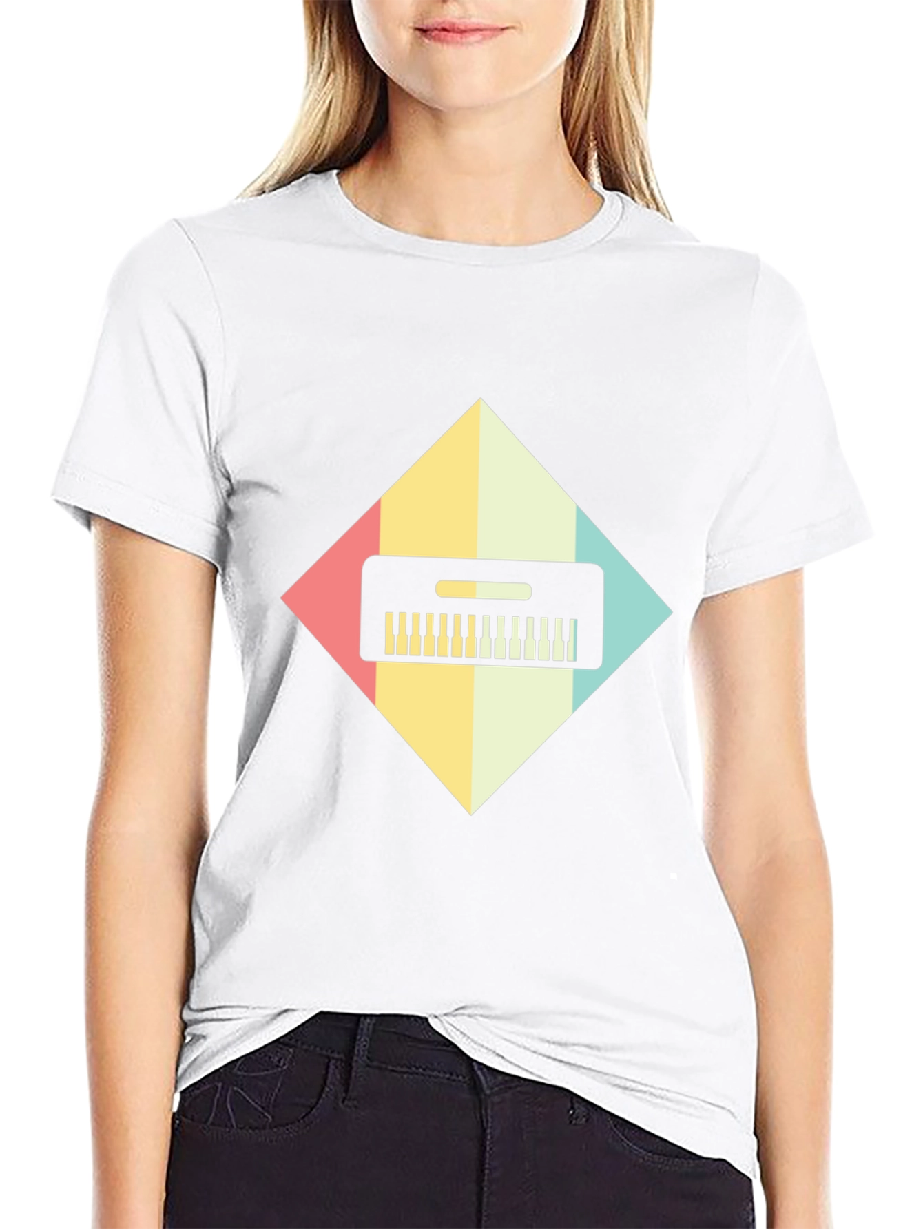 Retro Synthwave Keyboard Graphic Tee - Black