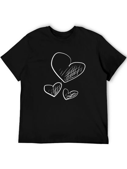 Heart Scribble Graphic T-Shirt - Casual Black Tee