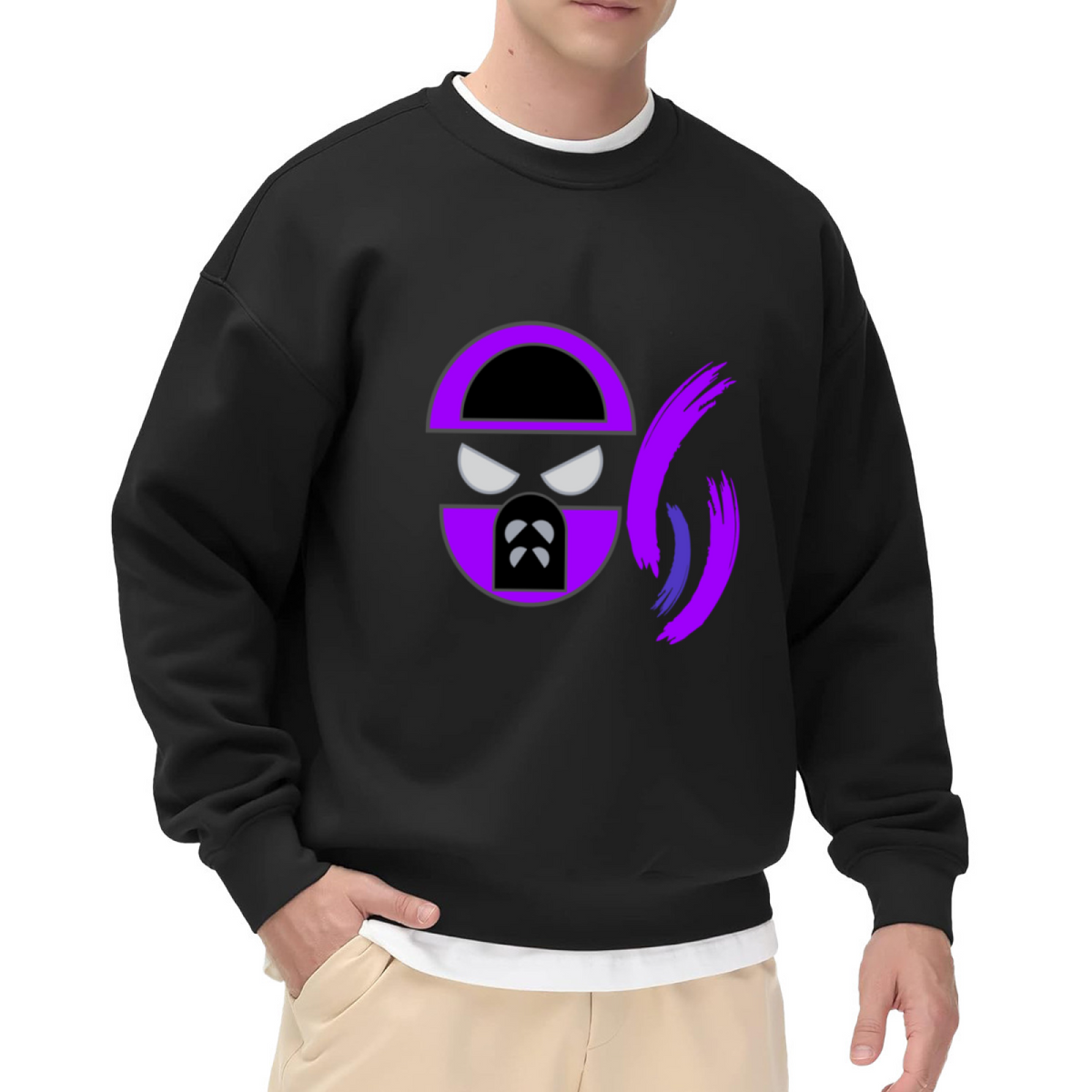 Abstract Purple Face Art Crewneck Sweatshirt - Modern Aesthetic Streetwear Pullover