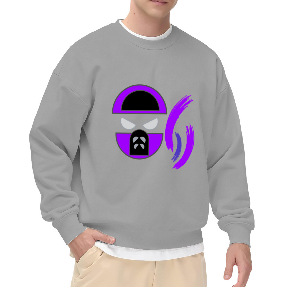 Abstract Purple Face Art Crewneck Sweatshirt - Modern Aesthetic Streetwear Pullover
