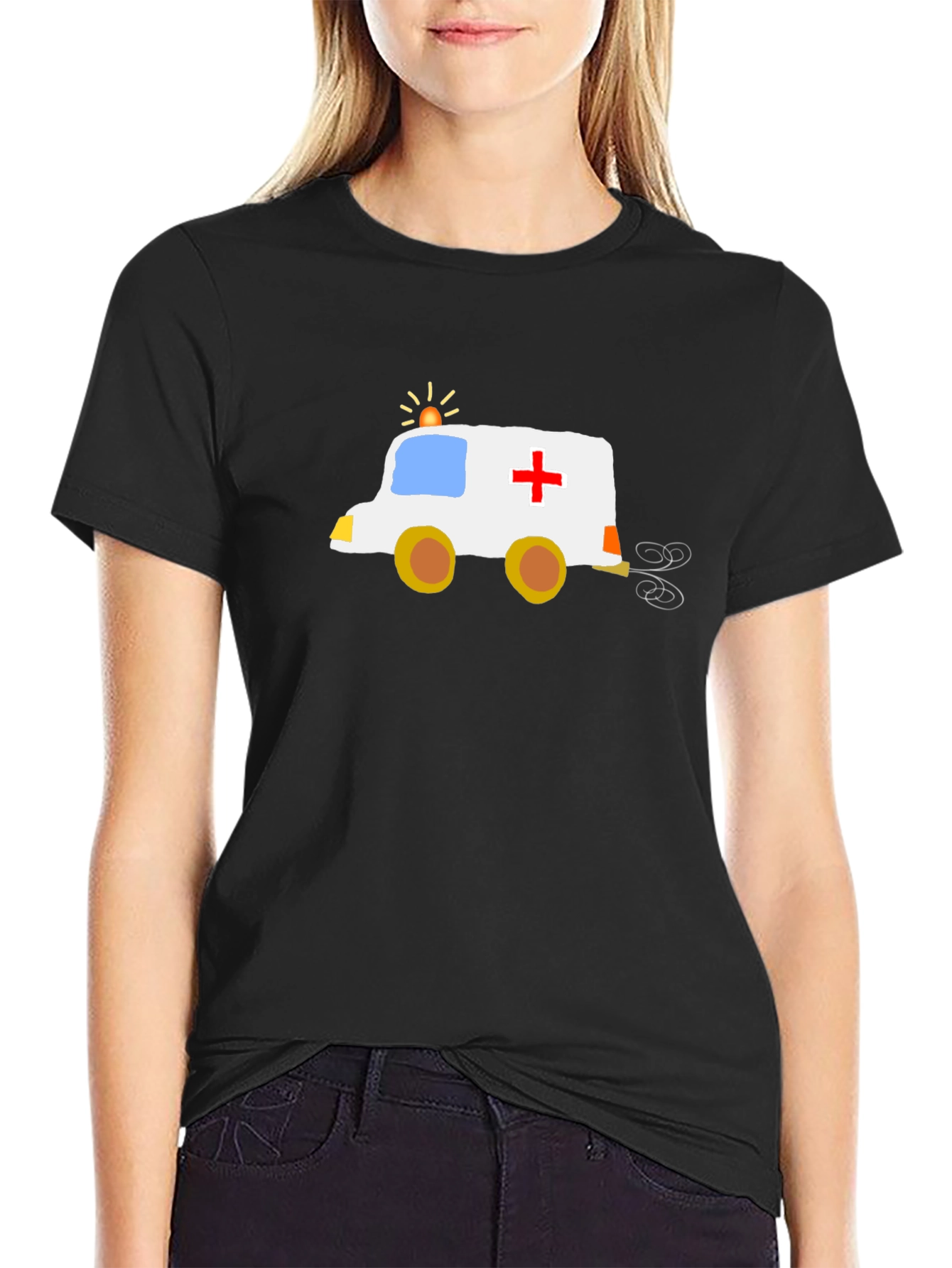 Funny Cartoon Ambulance T-Shirt - Black