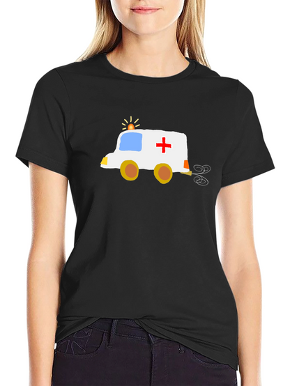 Funny Cartoon Ambulance T-Shirt - Black