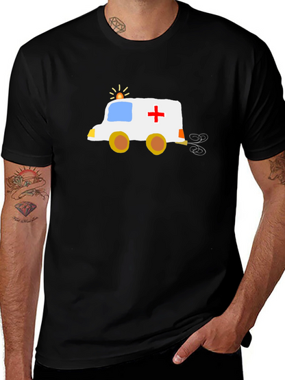 Funny Cartoon Ambulance T-Shirt - Black
