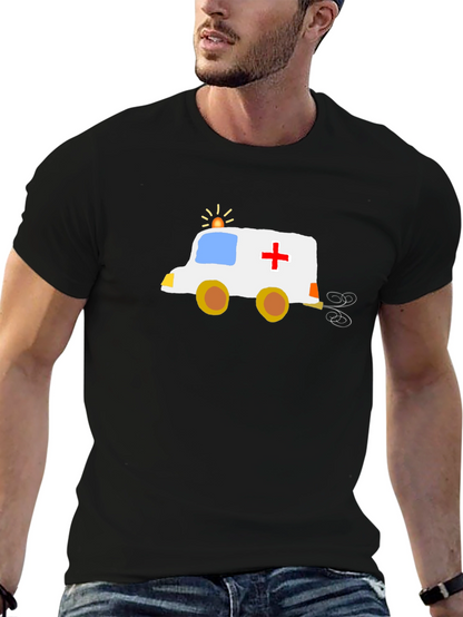 Funny Cartoon Ambulance T-Shirt - Black
