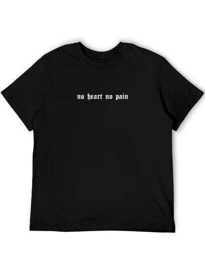 Black T-shirt No Heart No Pain Slogan