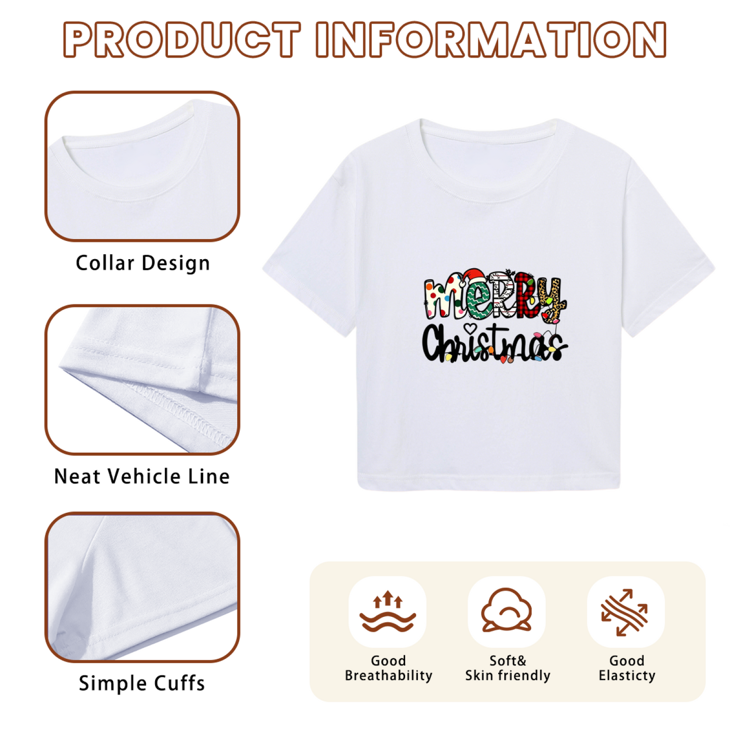 Colorful Leopard Merry Christmas Fun Holiday Crop Top