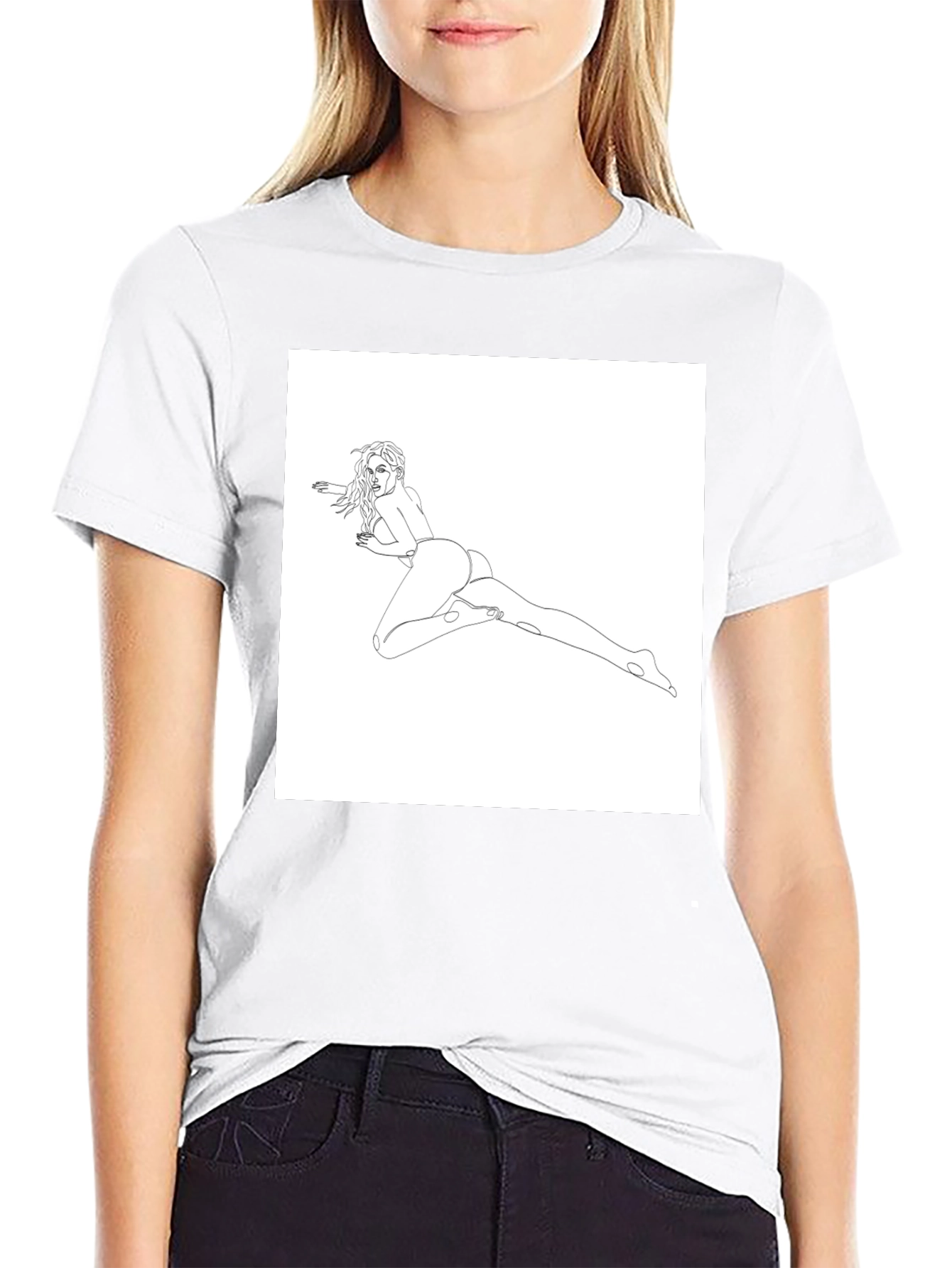Line Art Womans T-Shirt - Black