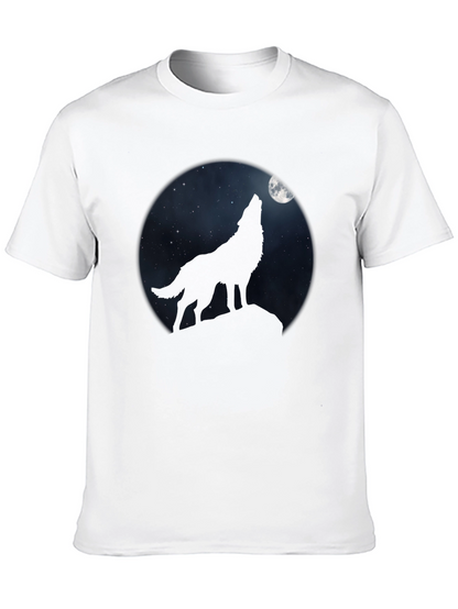 Wolf Howling at Moon Black T-Shirt
